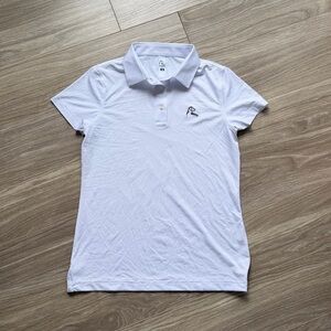 Rhoback Women’s Solid Performance Logo Short Sleeve Polo Sz XS White EUC